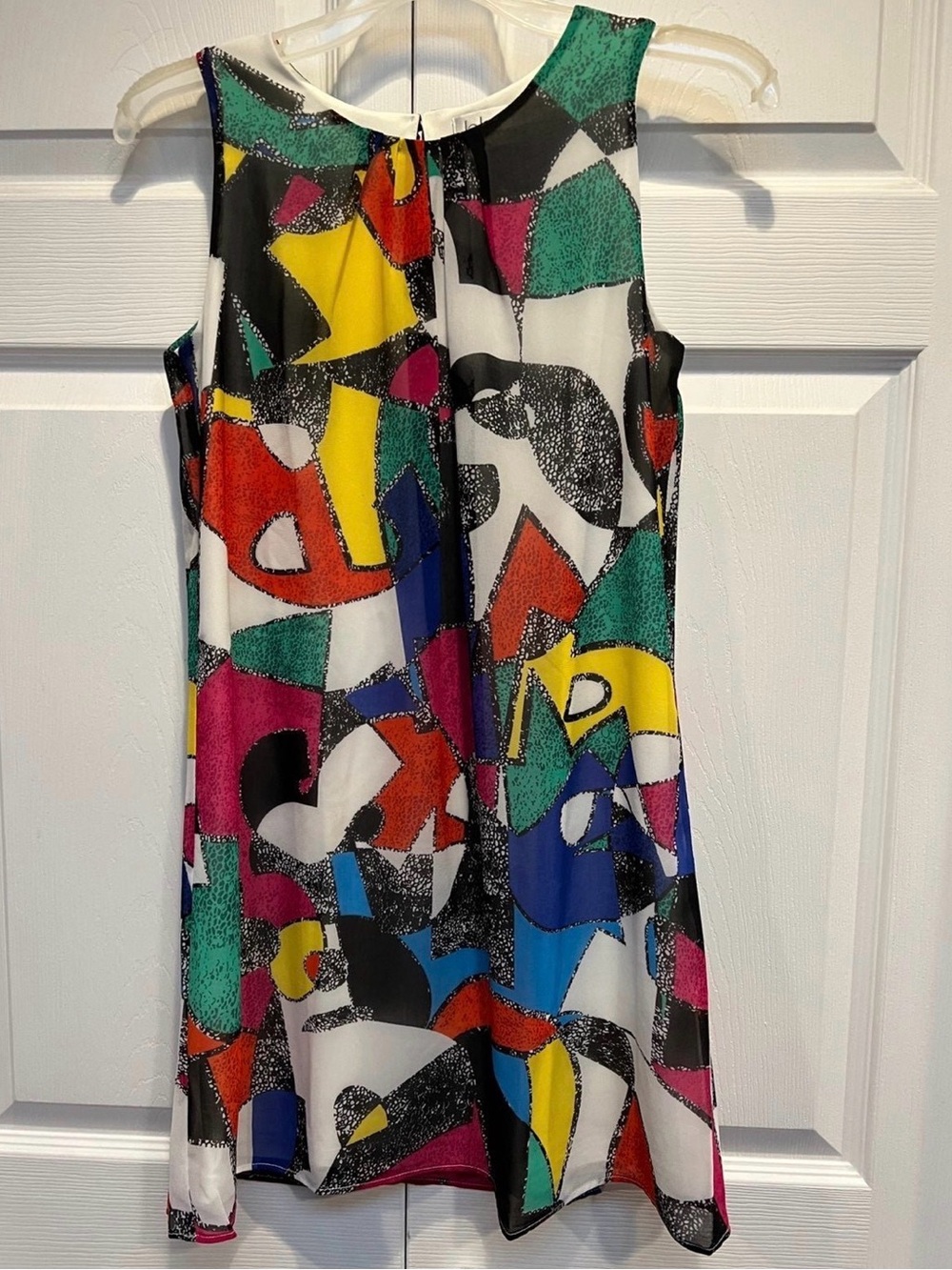 Us Angels Blush White Lined Dress with Multicolor Trim
